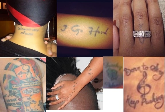 A picture of K. Michelle tattoos.